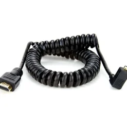 Atomos Coiled Right-angle Micro HDMI To Full HDMI Cable (50-65cm)