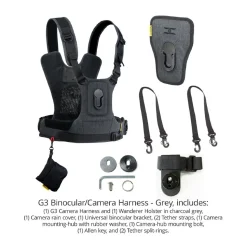 Cotton Carrier Camera Harness System G3 Charcoal Grey - 1 Camera and Binoculars