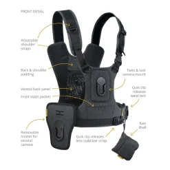 Cotton Carrier Camera Harness System G3 Charcoal Grey - 1 Camera and Binoculars