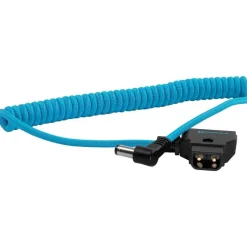 Kondor Blue Coiled D-Tap to DC 5.5 x 2.5mm Barrel Right-Angle Cable