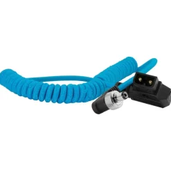 Kondor Blue Coiled D-Tap to DC 5.5 x 2.1mm Male Barrel Cable