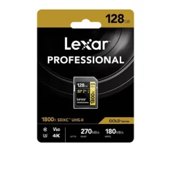 Lexar 128GB Professional 1800x 270MB/s UHS-II V60 SDXC Card Gold