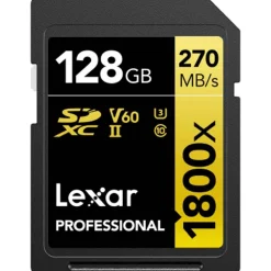 Lexar 128GB Professional 1800x 270MB/S UHS-II V60 SDXC Twin Pack