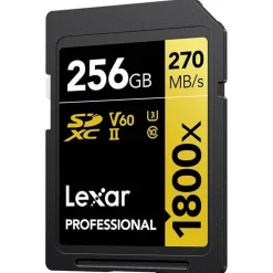Lexar 256GB Professional 1800x 270MB/s UHS-II V60 SDXC Card Gold