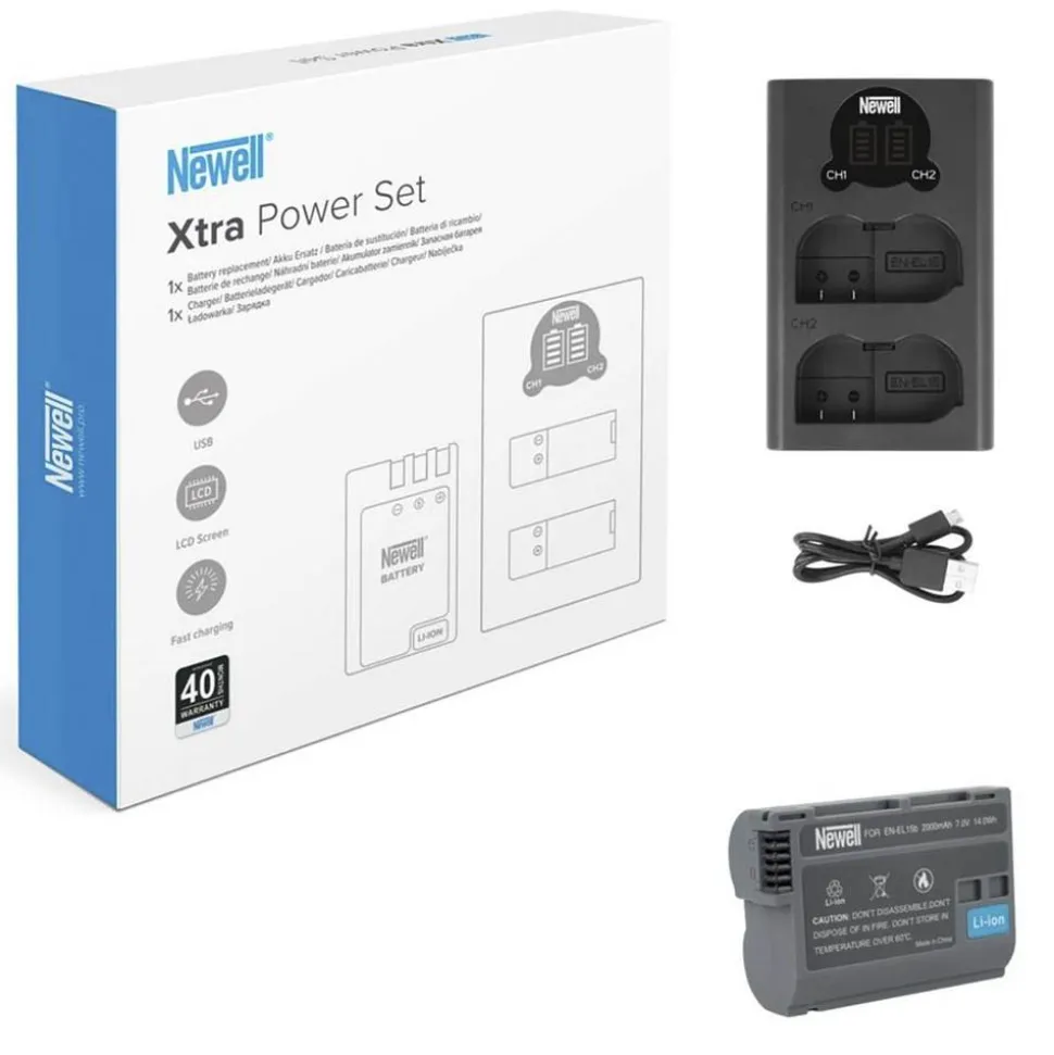 Newell Xtra Power Set 1x Charger and 1x EN-EL15b Battery for Nikon