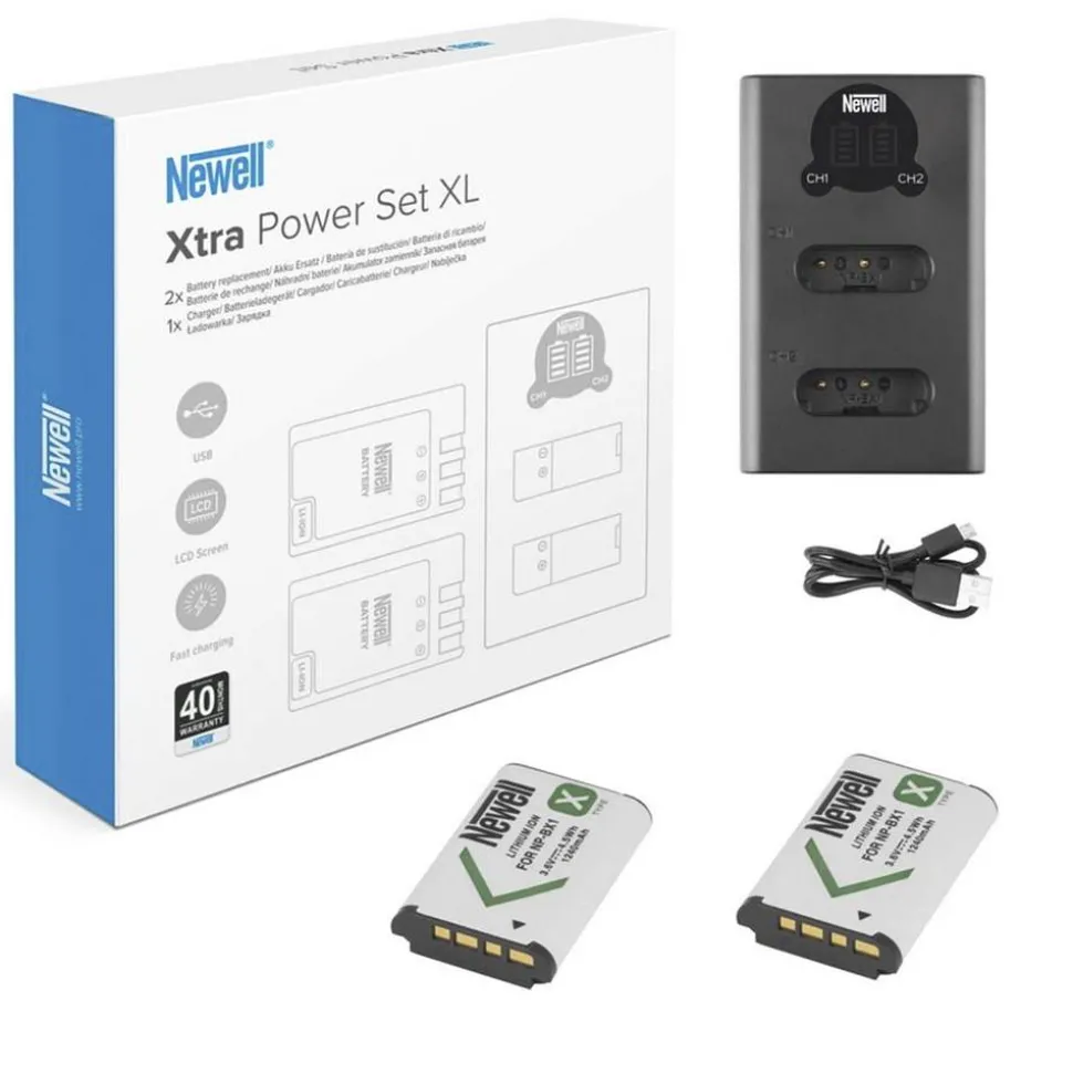 Newell Xtra Power Set XL Charger and 2x NP-BX1 Batteries for Sony