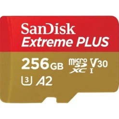 SanDisk 256GB Extreme PLUS 200MB/s A2 UHS-I microSDXC with SD Adapter