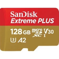 SanDisk 128GB Extreme PLUS 200MB/s A2 UHS-I microSDXC with SD Adapter